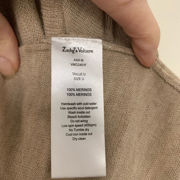 ❤️Zadig & Voltaire Ana Wool Cardigan Beige Open - Picture 3 of 5